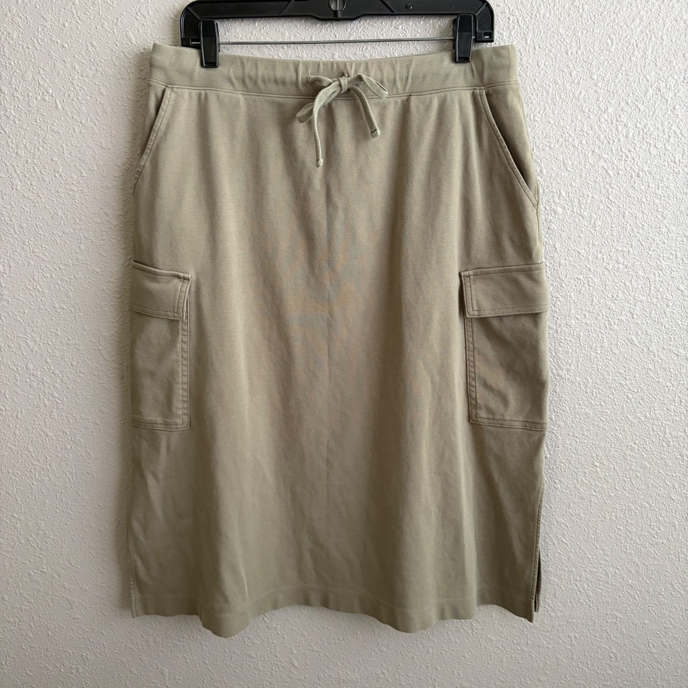 Haven Well Within Olive Green Soft Organic Cotton Cargo Pull-On Skirt L